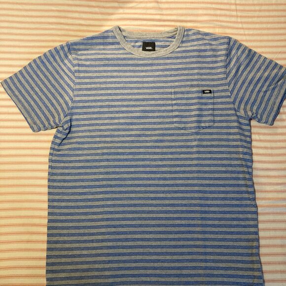 Vans Grey Shirt w/ Blue Stripes – Heavyweight Cotton – Size Medium - Picture 2 of 6